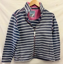 Women's LAZY JACKS Fleece Lined 100% Cotton Striped Jacket UK Size S - CG K03