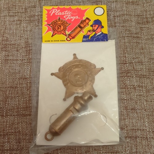 50s 60s police badge whistle - police, &