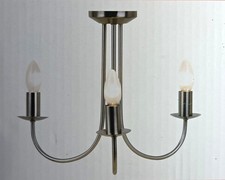 Homebase Sandown 3 Light Fitting Ceiling Light Candle Satin Nickel Finish