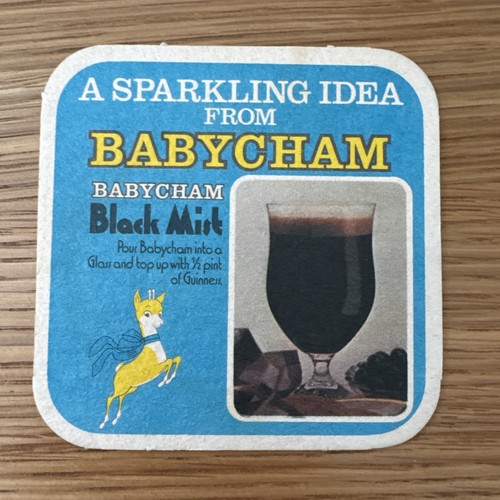 Babycham black mist - beer, mat