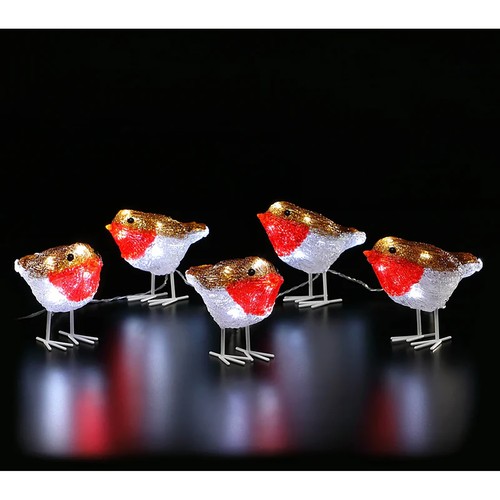 Christmas acrylic robins - robins, light