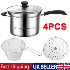 4pcs Non Stick Chip Pan Deep Fat Fryer Cooking Noodle Soup Pot Frying Basket&Lid