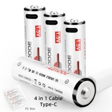 POOVER 1.5V AA Lithium Battery USB Rechargeable 3000mwh Li-ion Batteries * 4pcs
