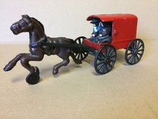 Cart Amish And Horse Miniature Metal Painted