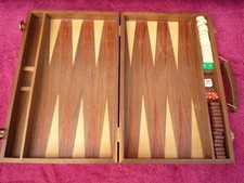 Wooden Backgammon Game , Folding Model , Complete With Pieces & Dice.