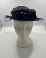 KANGOL Vintage Blue Mother of the Bride style hat with flower fastening and nett