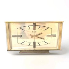 Metamec Quartz Brass Clock Vintage Art Deco Mantel Desk Clock Made in England
