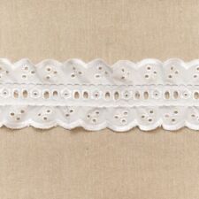 White Broderie Anglaise Insertion Frill Double Lace Trimming Width 6.5cm - 65mm