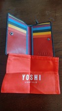 Yoshi Lichfield Colour Stripe Leather Wallet, Bifold Purse, Unused with Dust Bag