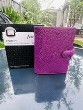 FILOFAX/ORGANISER-FINSBURY MINI-GORGEOUS RARE PURPLE PEBBLED LEATHER-INSERTS