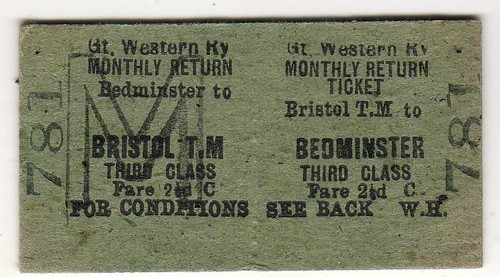 Railway ticket gwr - bristol, m