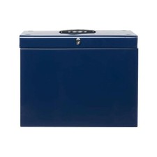 A4 File Filing Box Blue Metal Home Office Storage Lockable with Suspension Files