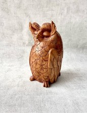 Vintage Hand Carved Wooden Owl