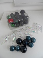 Xmas Tree Baubles Mixed Shiny Matt Glitter Round & Teardrop Hanging Decorations