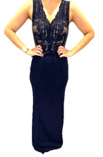 Lipsy Navy Petite Maxi Dress 16 Evening Wedding Party Occasion Cruise Prom Lace
