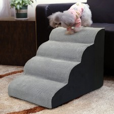 3/4/5 Steps Padded Pet Dog Stairs Pet Bed Sofa Cats Ladder Ramp Removable UK