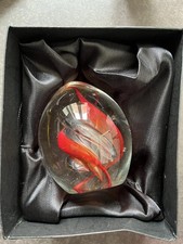 Old Tupton Ceramics Red Glass Paperweight In Box