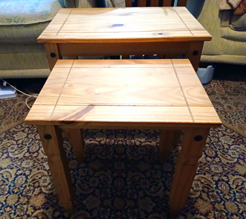 Brown wood square nesting - brown, side