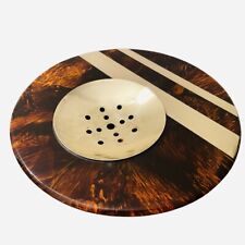 🟢 Team Guzzini Centerpiece in Lucite & Brass Design 1970s