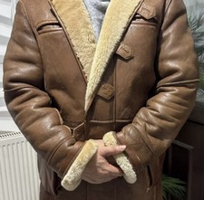 Genuine leather Long Coat For Men shearling