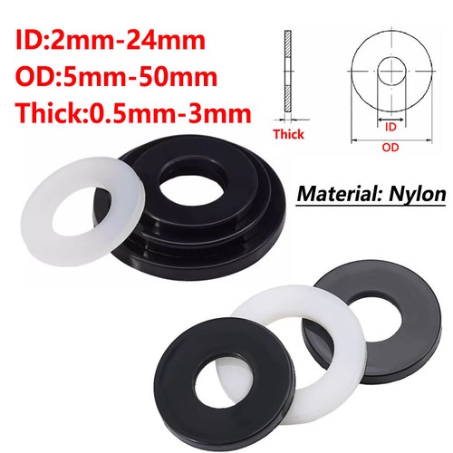 Nylon flat washers - flat, plastic