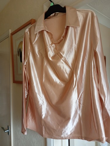 Shiny light apricot blouse - apricot,