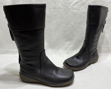 ECCO : Brown Leather Wool Lined Wedge Boots In Vgc - UK 5 EU 38 (Free UK P&P)