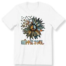 Hippie Soul Men's Ladies T-shirt Hippie Style Daisy Peace Sign Daisy Flower Top