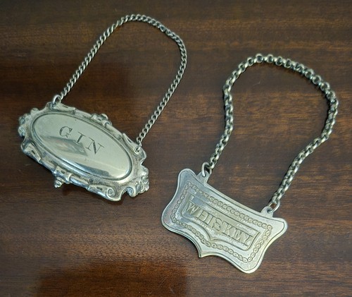 Silver plated decanter labels - plated,