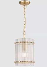 John Lewis Textured Galss Hall Ceiling Pendant- Aged Brass Finish RRP £125 B3402