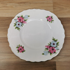 Vintage Royal Vale Bone China Blue & Pink Floral Cake Plate