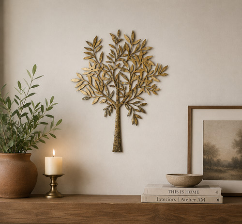 Gold metal tree wall - wall, art