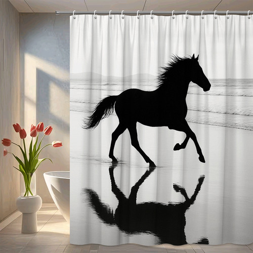 Black horse shower - horse,