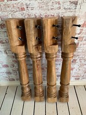 Set Of Refectory Turned Wooden Tropical Hardwood Table Legs 3.5"