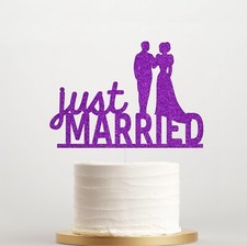 Just Married Glitter Cake Topper Elegant Marriage Toppers Wedding Decoration UK