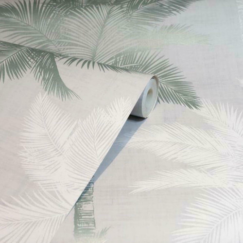 Grey white tropical wallpaper - white,