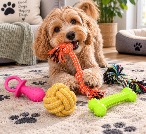 Piece dog chew toy set - 6,