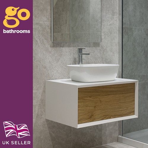 800mm oak vanity unit wall - oak,