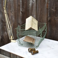 Vintage Midcentury Beanstalk Green Metal Wire Mesh In Out A4 Filing Paper Trays