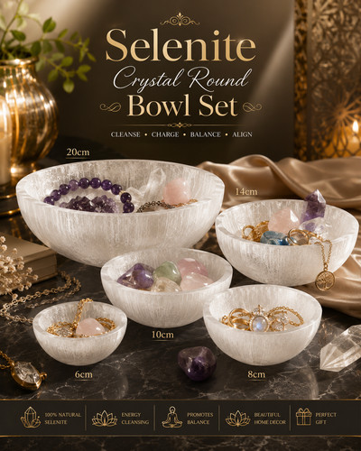 Selenite round bowl crystal - round,