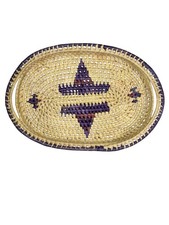 Vintage Rattan Tray With Handles 56 cm Rustic Farmhouse Decorative Retro Decor