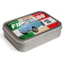 Personalised Tobacco Tin Fiat 500 2oz Baccy Storage Classic Car Gift CLP06
