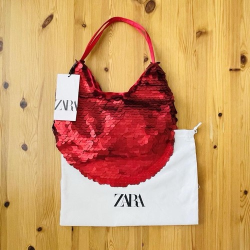 Zara red sequinned bucket - zara, bag