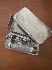 Vintage Military Glass Syringe Sterilizer Set Medical Instrument 