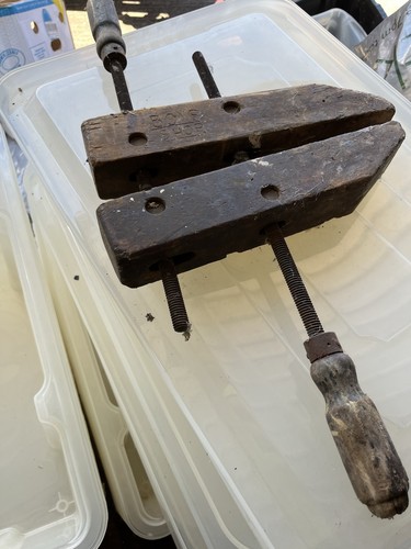 Vintage wooden clamp - vintage,