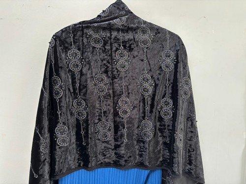 Black velvet wrap - velvet, beads