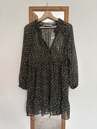 Zara floral chiffon mini dress - chiffon,