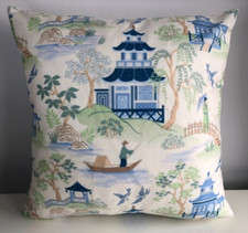 New cushion cover japanese chinese garden pagoda tree print 45 x 45cm