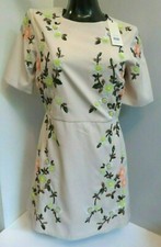 TOPSHOP LUXURY NUDE SEQUIN BEADED EMBROIDERED FLOWER DRESS UK 10 EUR 38 NEW £100