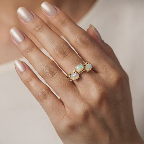 Ring natural ethiopian opal - ethiopian,
